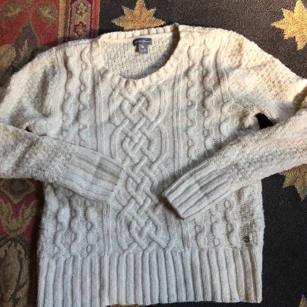 Eddie Bauer Wool Cable Knit Fisherman Sweater